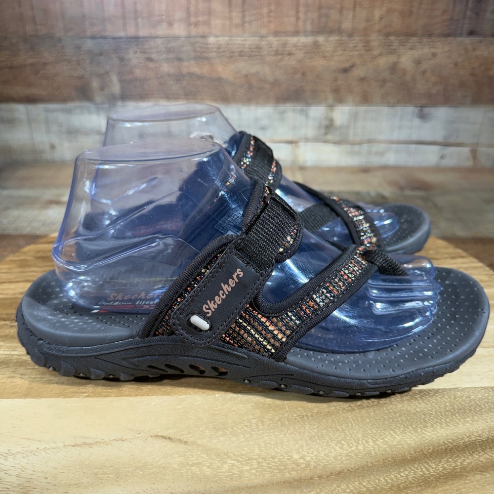 Skechers Sandals Women 8 Brown Slide Reggae Stockholm Strappy Thong Hiking - Picture 3 of 9